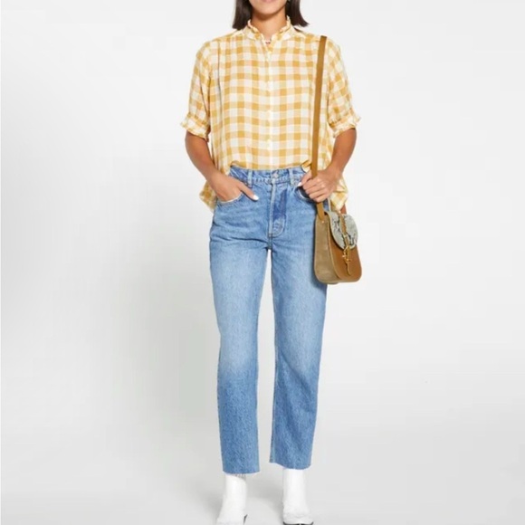 Boyish The Tommy Jeans Women Size 27 High Waist straight Leg  Button Fly Blue - Picture 1 of 17